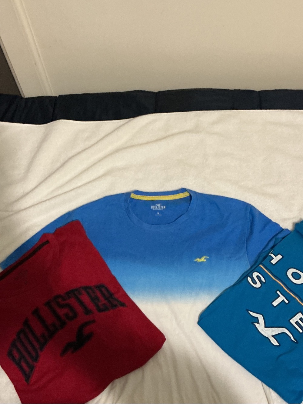 Hollister Blue Ombre Crewneck Tee with Yellow Logo